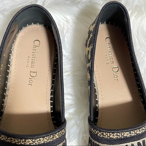CHRISTIAN DIOR LOGO EMBROIDERED LEOPARD PRINT GRANVILLE ESPADRILLE 38 - Picture 4 of 10